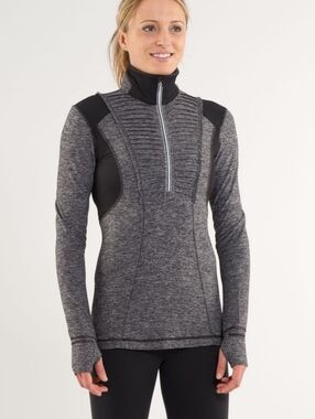 Lululemon run your heart out pullover heathered black gray active jacket size 6